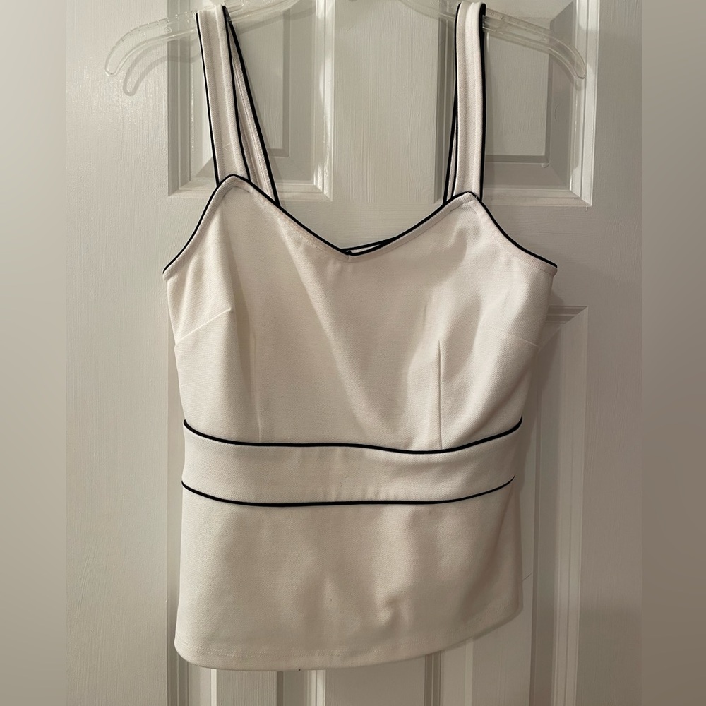 Ann Taylor White Top with Black Trim - size S
